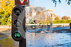 Bicycle traffic signal in Paris, France.