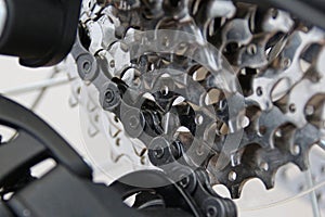 Bicycle transmission chain and gears photo