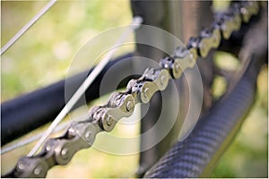 Bicycle drive chain installed and lubed photo