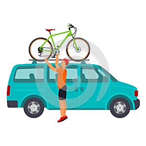 Bicycle travel. Minivan