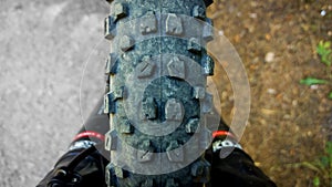 Bicycle tyre detail of a mountain bike