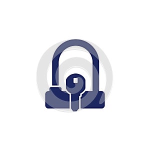 Bicycle U-Lock and key icon