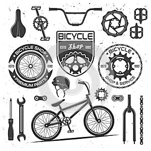Bicycle vector black elements, badges, labels photo