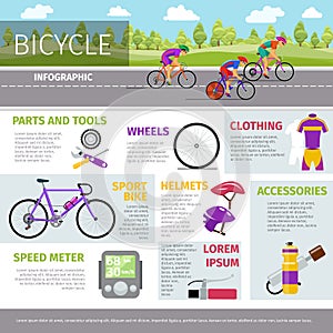 Bicycle vector infographic template in flat style