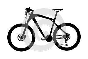 Bicycle vector silhouette isolated on white background. Sport bike symbol. Urban vehicle. Electric bike for riding.