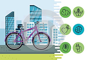 Bicycle vehicle with eco friendly icons