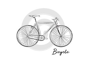 Bicycle watercolor sketch. hand drawn city bike