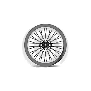 Bicycle wheel in black design with shadow