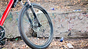 Bicycle,wheel close-up,mountain bike tire,sporty lifestyle