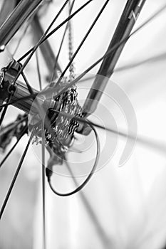 Bicycle wheel in motion as abstract background