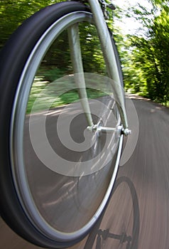 Bicycle wheel in motion