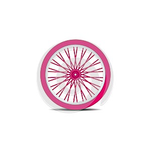 Bicycle wheel in pink design with shadow