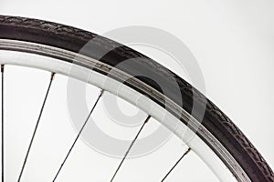 Bicycle wheel with rim, tire and spokes