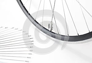 bicycle wheel and spare spokes