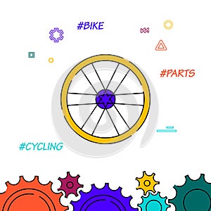 Bicycle wheel spokes filled line icon, simple illustration