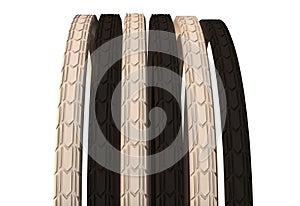 Bicycle wheel with spokes and off-road tire. 3d illustration.