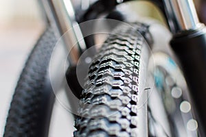Bicycle wheel and tire close up abstract
