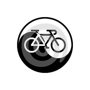 Bicycle with yin yang wheel isolated on white background. Vector illustration.