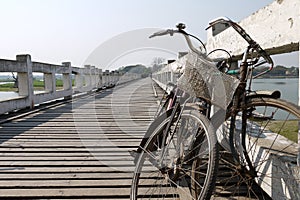 Bicycles on a bridge