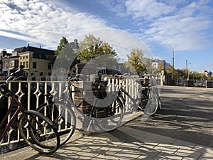 Bicycles on a bridge in Groningen