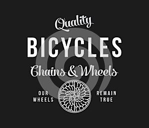 Bicycles chains and wheels white on black