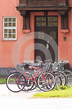 Bicycles in front of the door