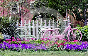 Bicycles in a garden