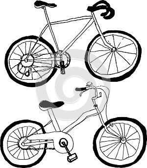 Bicycles. hand drawn illustrations.