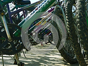 Bicycles parked in bike rack