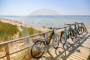 Bicycles parked near the beach in Curonian Spit