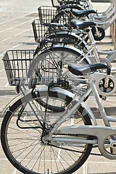 Bicycles Parked In Row