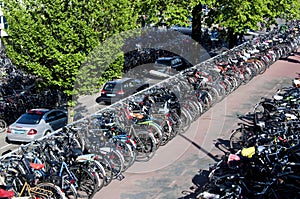 Bicycles parking in Amsterdam