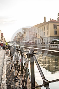 Bicycles parking at the Naviglio Grande