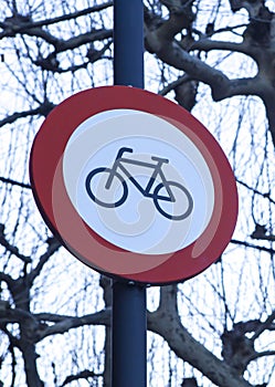 Bicycles prohibited sign