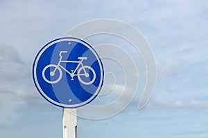 Bicycles Only Road Sign. Road sign bicycle lane. Road sign `Bike path`