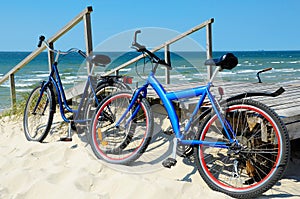 Bicycles on a sandy beach