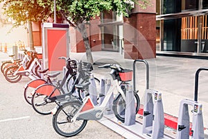 Bicycles for sharing at a docking station