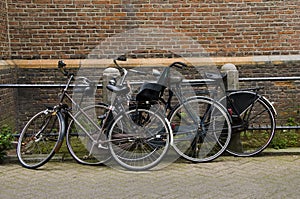 Bicycles on street amsterdam holland