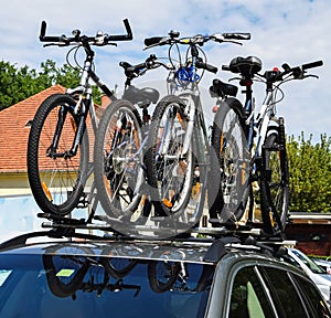 Bicycles on the top of a car