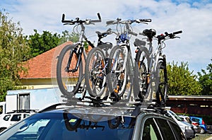 Bicycles on the top of a car