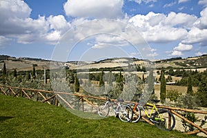 Bicycles on Tuscan hills