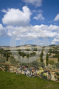 Bicycles on Tuscan hills