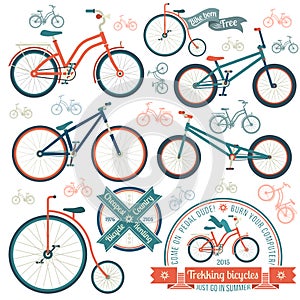 Bicycles of various types