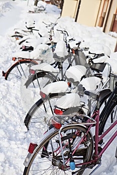 Bicycles at wintertime