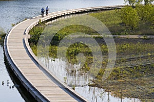 Bicycling on boardwalk