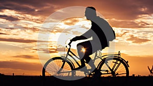 Bicycling in the evening photo