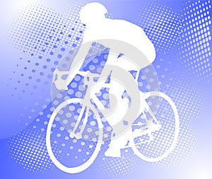 Bicyclist on the halftone background