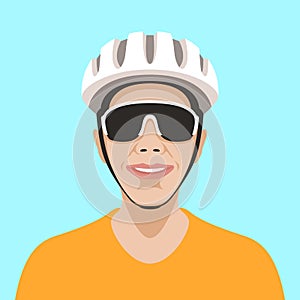 Bicyclist in helmet vector illustration flat style front