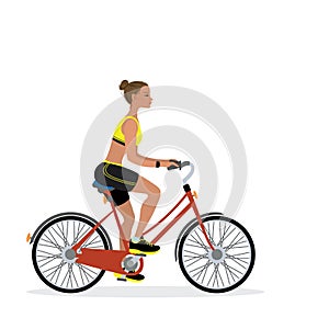 Bicyclist isolated on white background