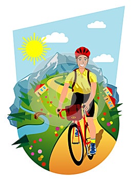 Bicyclist on mountain road